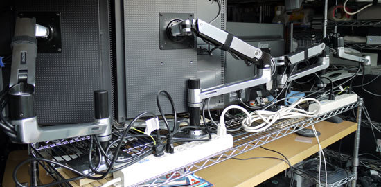 エルゴトロン LX Desk Mount LCD Arm 45-241-026 4台をメタルラック棚