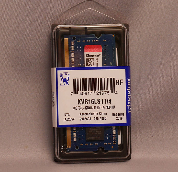 キングストン Kingston KVR16LS11_4 DDR3L 1600 (PC3L-12800) 4GBを買った001.jpg