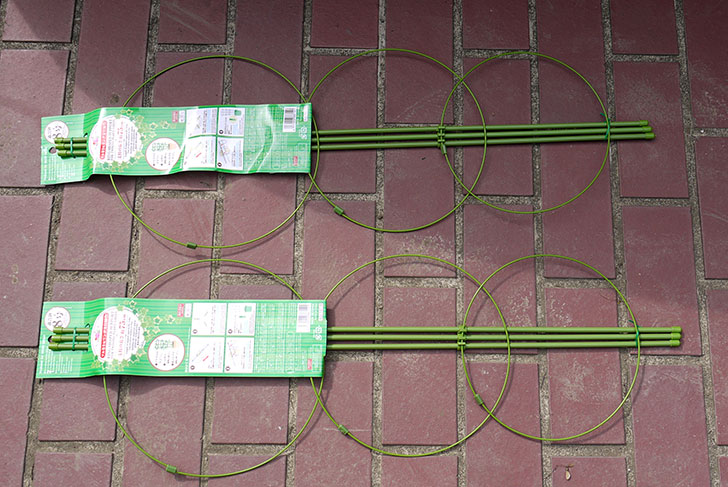 ダイソーでツル巻き用リング支柱緑色8号を2個買って来た 支柱 100均 02memo日記