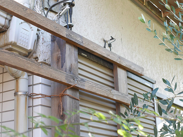 ツルバラ用の木材フェンスの補強(2)。玄関側の補強。2021年-014.jpg